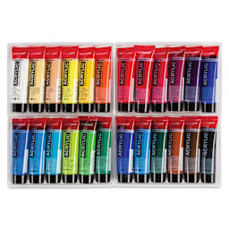 Amsterdam Standard Series Acrylics - Set of 24, General Colors, 20 ml Tubes set contents