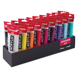 Amsterdam Standard Series Acrylics - Set of 18, Assorted Colors, 120 ml Tubes, open packaging