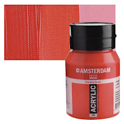 Amsterdam Standard Series Acrylic - Naphthol Red Medium, 500 ml bottle and swatch