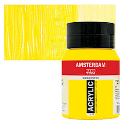 Amsterdam Standard Series Acrylic Paint - Primary Yellow, 500 ml Bottle and swatch