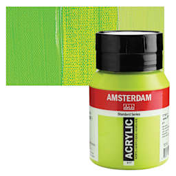 Amsterdam Standard Series Acrylic - Yellowish Green, 500 ml Bottle and swatch