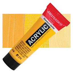 Amsterdam Standard Series Acrylic - Azo Yellow Deep, 20 ml Tube and swatch