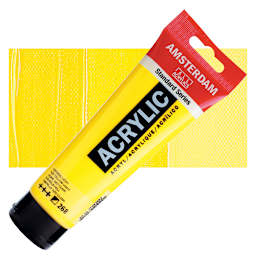 Amsterdam Standard Series Acrylic Paint - Azo Yellow Light, 120 ml Tube and swatch