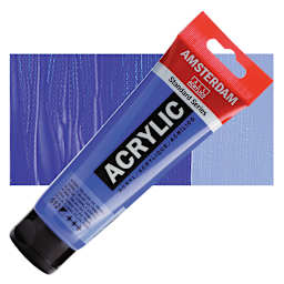 Amsterdam Standard Series Acrylic Paint - Cobalt Blue Ultramarine, 120 ml Tube and swatch