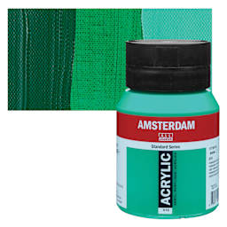 Amsterdam Standard Series Acrylic - Permanent Green Deep, 500 ml Bottle and swatch