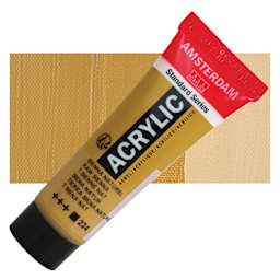 Amsterdam Standard Series Acrylic - Raw Sienna, 20 ml Tube and swatch