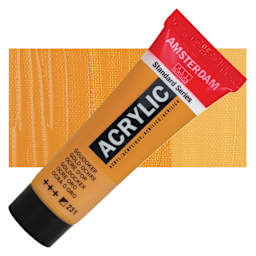 Amsterdam Standard Series Acrylic - Gold Ochre, 20 ml Tube and swatch