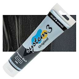 Daler-Rowney System3 Acrylic - Process Black, 150 ml tube and swatch