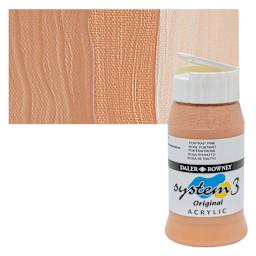 Daler-Rowney System3 Acrylic - Peach Pink, 500 ml bottle and swatch