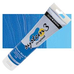 Daler-Rowney System3 Acrylic - Coreuleum Hue, 150 ml tube and swatch