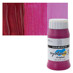 Daler-Rowney System3 Acrylic - Purple, 500 ml bottle and swatch