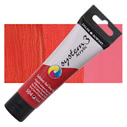 Daler-Rowney System3 Acrylic - Cadmium Red Deep Hue, 59 ml tube and swatch