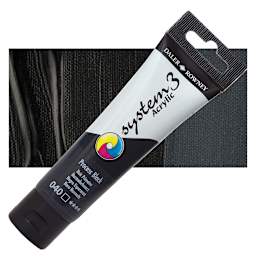Daler-Rowney System3 Acrylic - Process Black, 59 ml tube and swatch