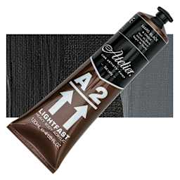 Chroma A2 Student Acrylic - Mars Black, 120 ml tube and swatch
