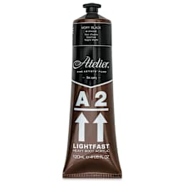 Chroma A2 Student Acrylics - Ivory Black, 120 ml tube, front