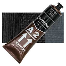 Chroma A2 Student Acrylic - Ivory Black, 120 ml tube and swatch