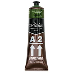 Chroma A2 Student Acrylics - Olive Green Hue, 120 ml tube, front