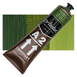 Chroma A2 Student Acrylic - Olive Green Hue, 120 ml tube and swatch