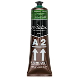 Chroma A2 Student Acrylics - Permanent Sap Green, 120 ml tube, front