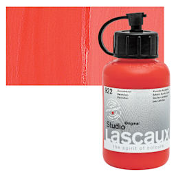 Lascaux Studio Acrylic - Vermilion, 85 ml bottle and swatch