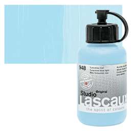 Lascaux Studio Acrylic - Turquoise Blue Light, 85 ml bottle and swatch