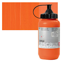 Lascaux Artist Acrylic - Cadmium Orange Medium, 390 ml Tube and swatch