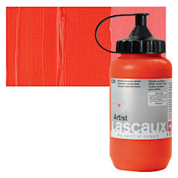 Lascaux Artist Acrylic - Cadmium Orange Deep, 390 ml Bottle and swatch