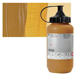 Lascaux Artist Acrylic - Transoxide Yellow, 390 ml Bottle and swatch