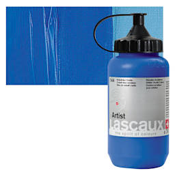 Lascaux Artist Acrylic - Cobalt Blue Cerulean, 390 ml Tube and swatch