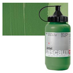 Lascaux Artist Acrylic - Chrome Oxide Olive Green, 390 ml Bottle and swatch