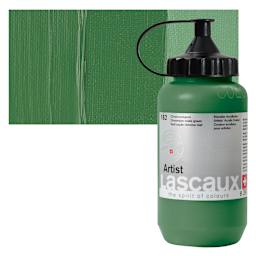Lascaux Artist Acrylic - Chrome Oxide Green, 390 ml Bottle and swatch