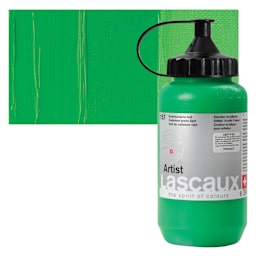 Lascaux Artist Acrylic - Cadmium Green Light, 390 ml Tube and swatch