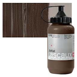 Lascaux Artist Acrylic - Oxide Brown Dark, 390 ml Bottle and swatch