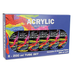 Chromacryl Acrylic Essentials - Set of 6, Primary Colors, 200 ml tube front of package
