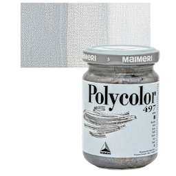 Maimeri Polycolor Vinyl Paint - Steel, 140 ml Jar and swatch