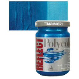 Maimeri Polycolor Vinyl Paint - Reflect Cyan, 140 ml and swatch
