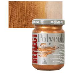 Maimeri Polycolor Vinyl Paint - Reflect Sequin Gold, 140 ml and swatch