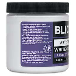 Blick Artists Acrylic Gesso - White, 8 oz jar, side label product information