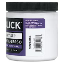Blick Artists Acrylic Gesso - White, 8 oz jar, side label bar code