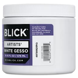 Blick Artists Acrylic Gesso - White, 16 oz jar, side label bar code