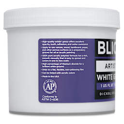 Blick Artists Acrylic Gesso - White, Quart Jar, side label product information