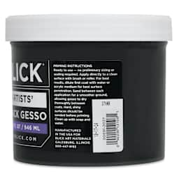 Blick Artists Acrylic Gesso - Black, Quart jar, side label priming instructions