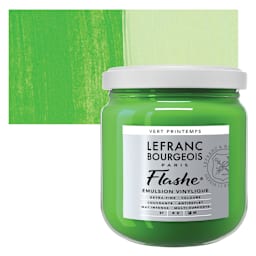 Lefranc & Bourgeois Flashe Vinyl Paint - Spring Green, 400 ml jar and swatch
