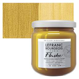 Lefranc & Bourgeois Flashe Vinyl Paint - Iridescent Light Gold, 400 ml jar and swatch