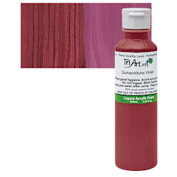 Tri-Art Liquid Artist Acrylic - Quinacridone Violet, 120 ml bottle and swatch