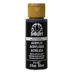FolkArt Matte Acrylic Paint - Pure Black, 2 oz, Bottle (Front)