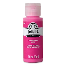 FolkArt Matte Acrylic Paint - Bright Pink, 2 oz, Bottle (Front)