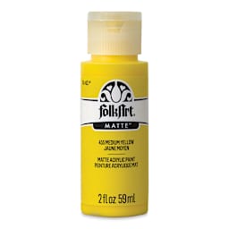 FolkArt Matte Acrylic Paint - Medium Yellow, 2 oz, Bottle (Front)