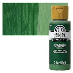 FolkArt Matte Acrylic Paint - Classsic Green, 2 oz, Bottle and swatch