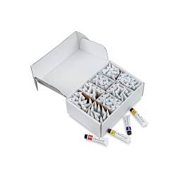 Chromacryl Students' Acrylics - Starter Pack, 8 colors, Pack of 96, 20 ml Tubes open to show tubes